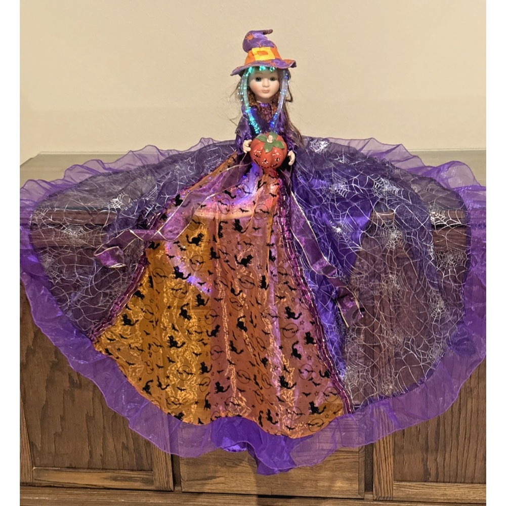 Cracker Barrel Color Changing Fiber Optic Sitting Witch Light Up Halloween Decor - Picture 7 of 11
